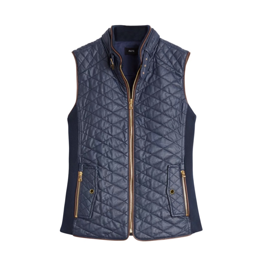 Navy mixed material vest